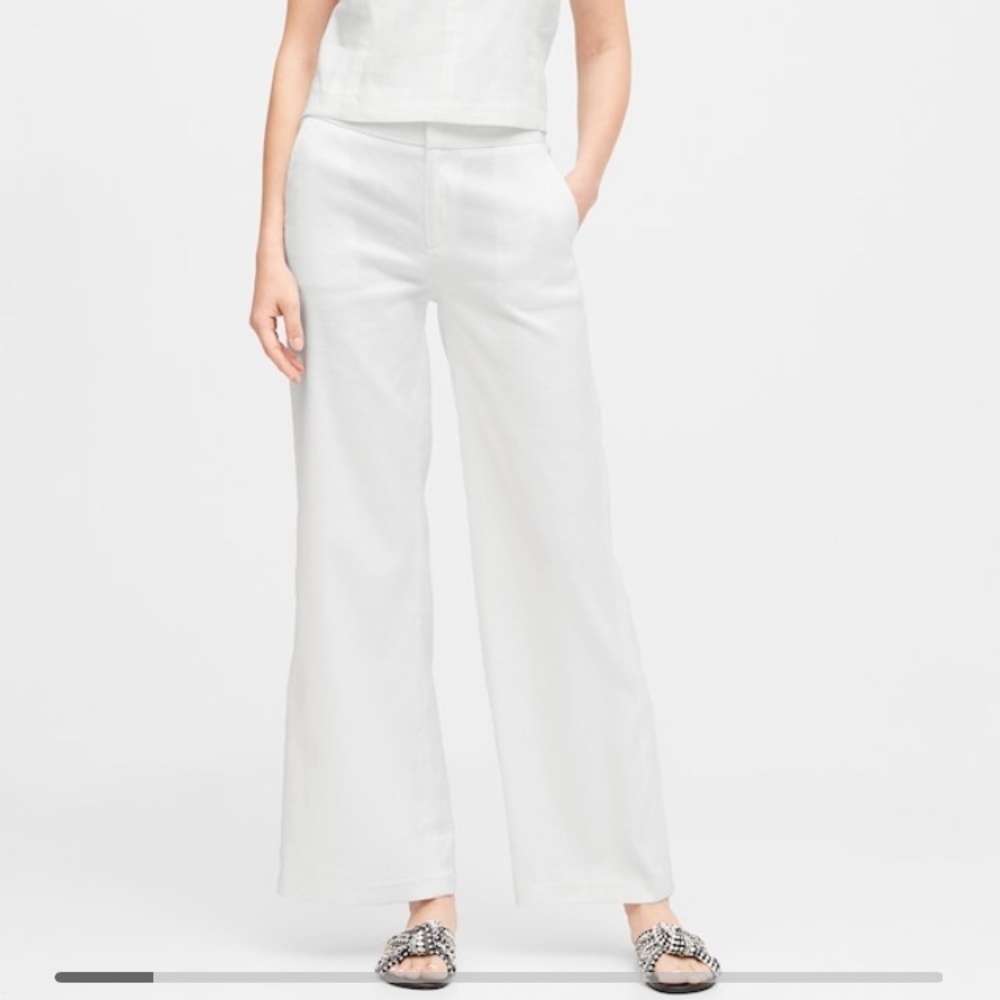 White flare pants